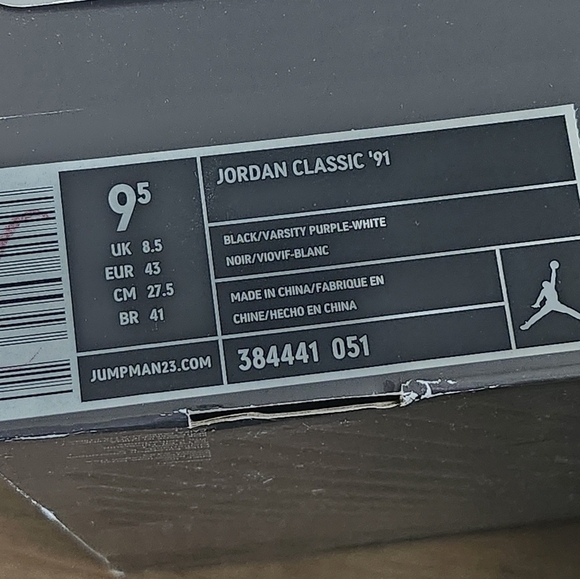 Jordan Classic \'91 Black/Varsity Purple-White 9.5M main image 10